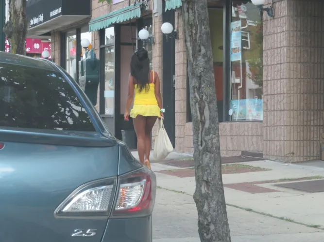 He likes to watch me walk alone along the busy avenue with my ass showing to see what happens to me.