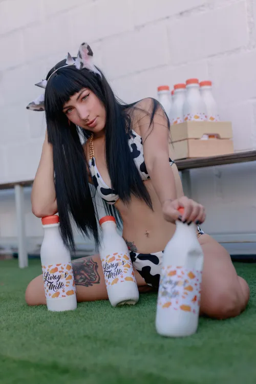 Cow cosplay with my own milk brand