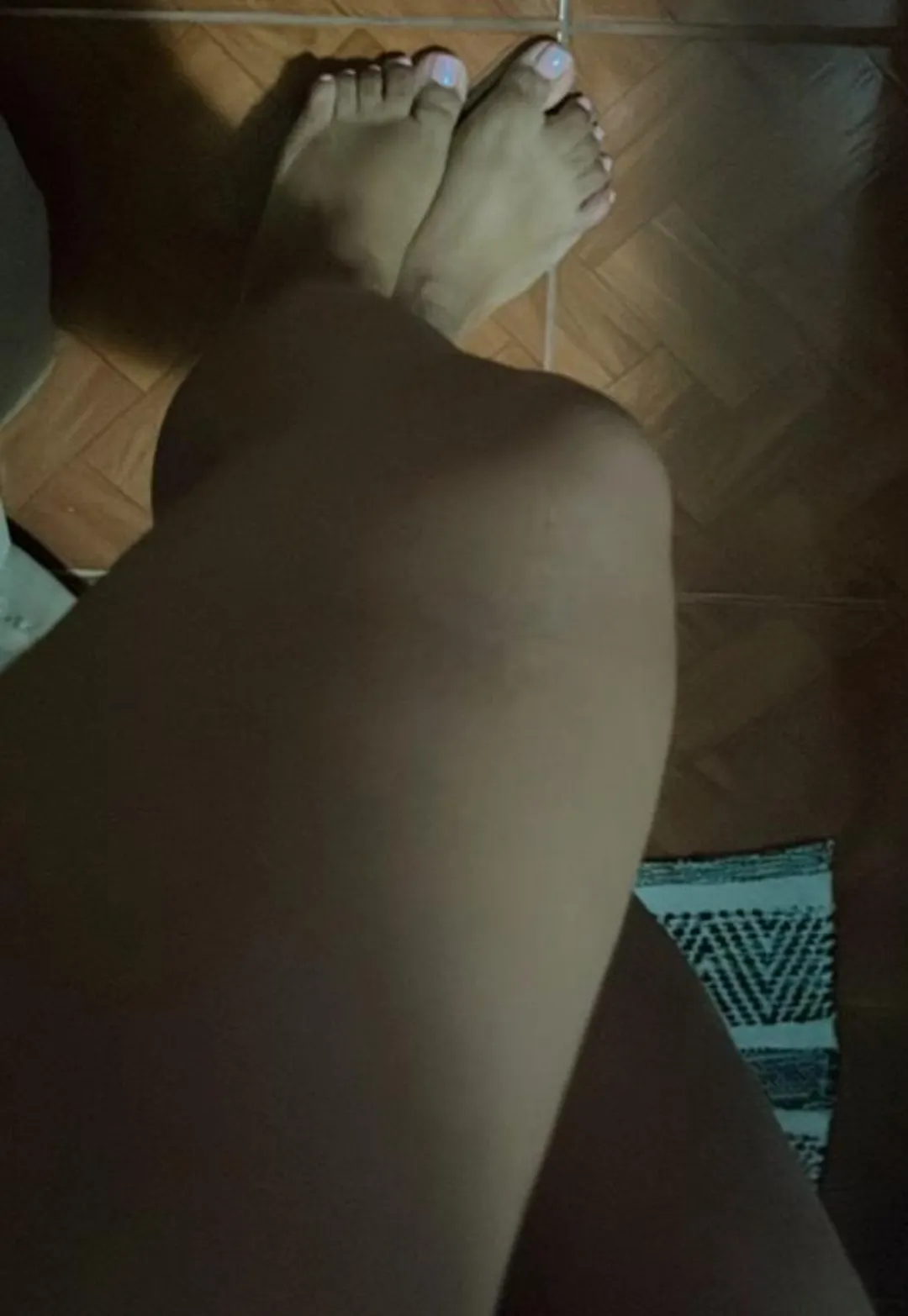 Long golden legs, pink toes. Enjoy my feet