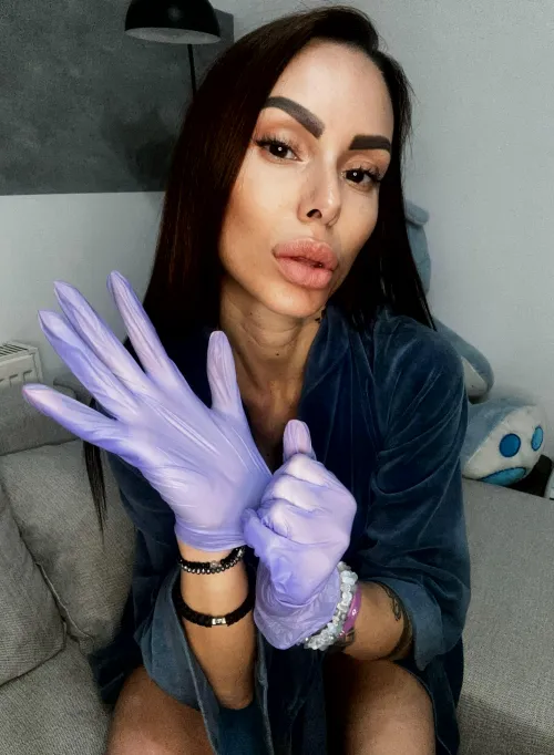 Slipping them on. Now let's see you behave