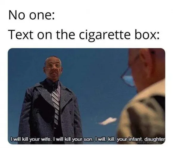 text on the cigarette box