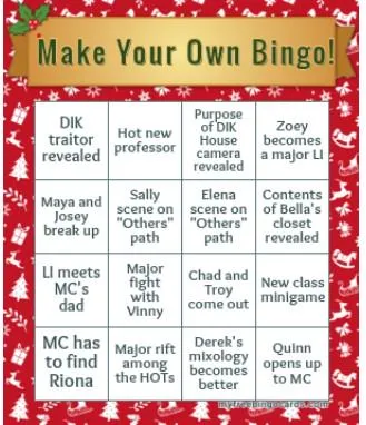 Episode 11 Bingo!  What's on your card?