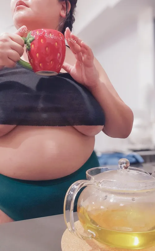 how do you take your tea? with a dash of underboob perhaps?