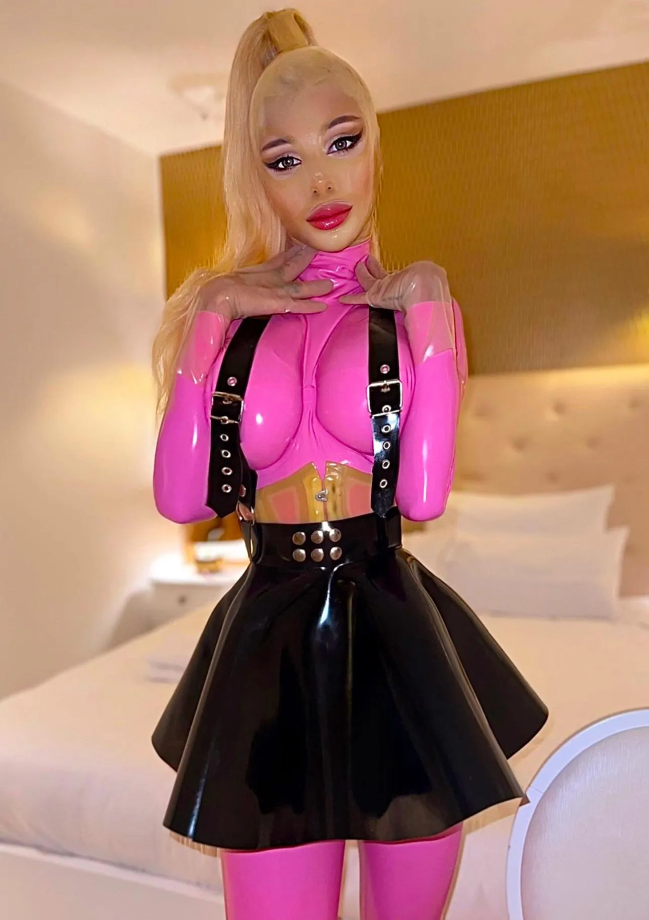 Sexy cute doll in a transparent mask for your pleasure