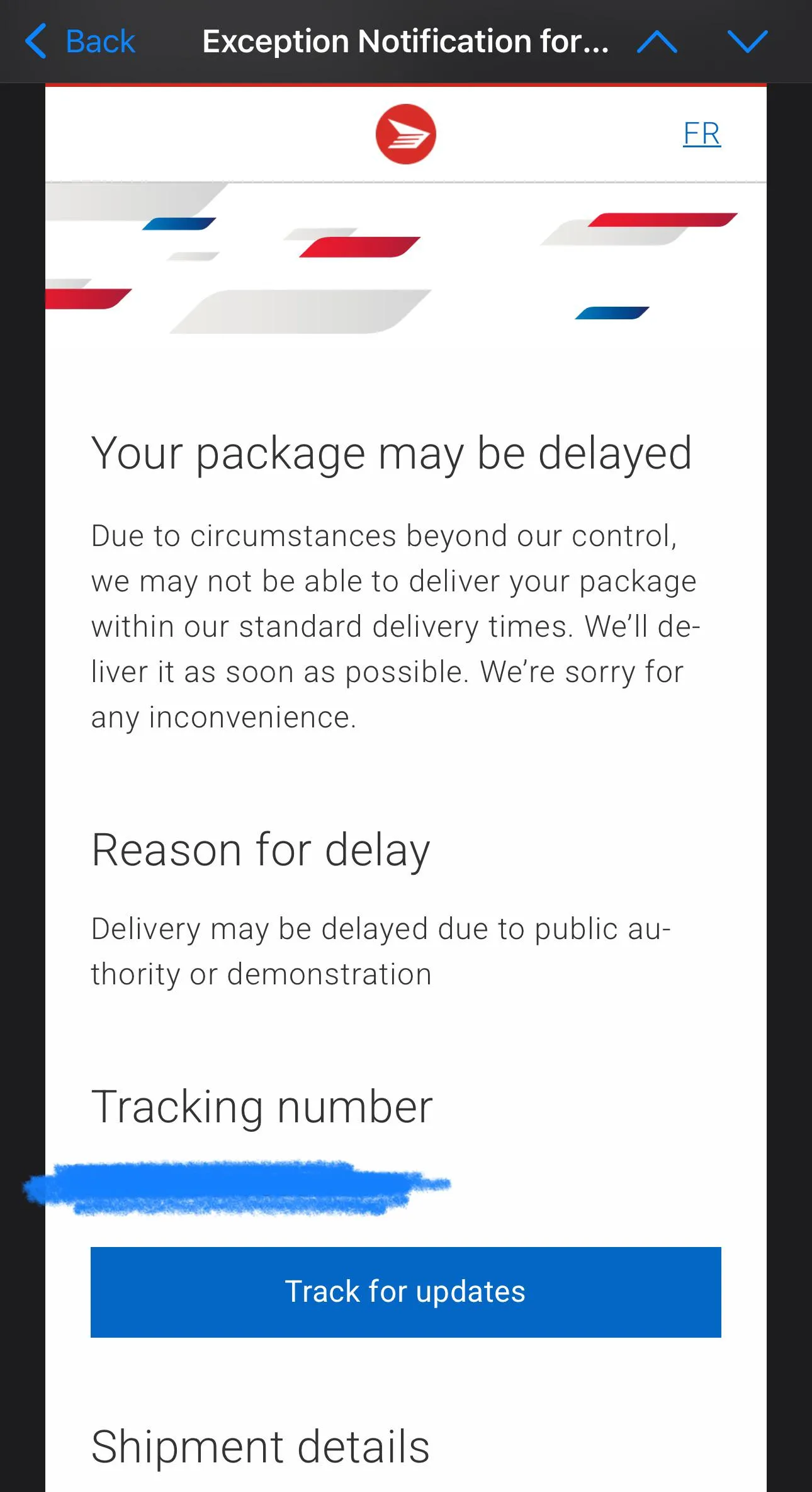 Shipments from RSVP being delayed.