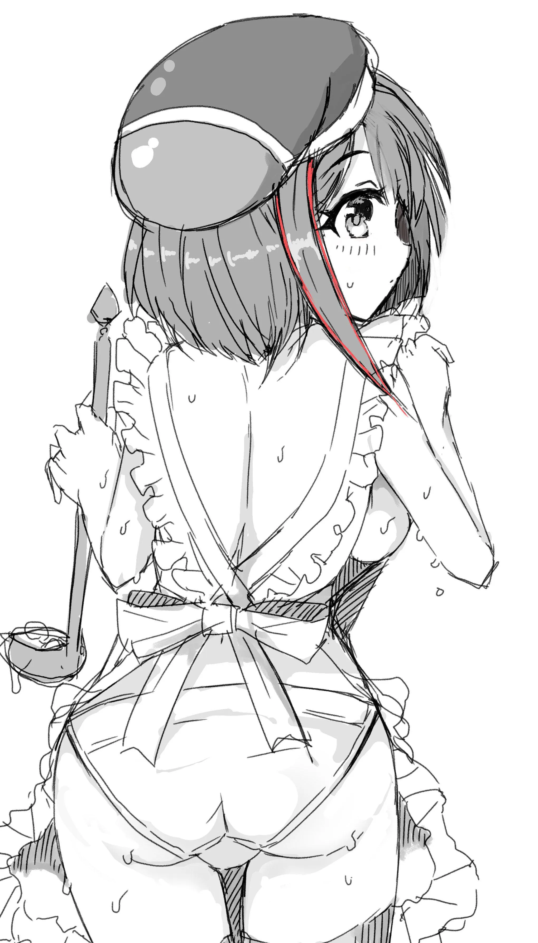 Wakana in panties and an apron