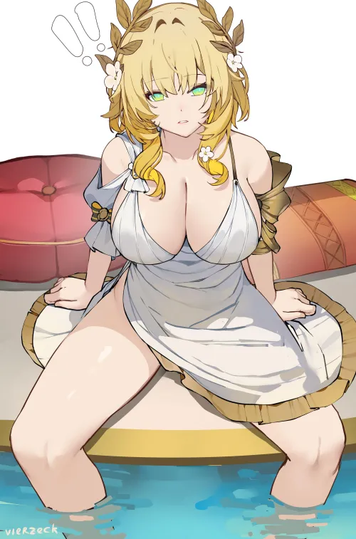 Aglaea with her legs spread [Honkai: Star Rail]