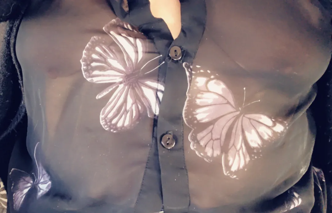 Braless See-through tease