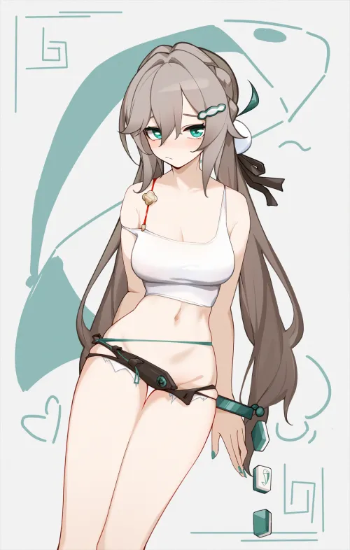 Qingque wearing revealing clothes [Honkai: Star Rail]