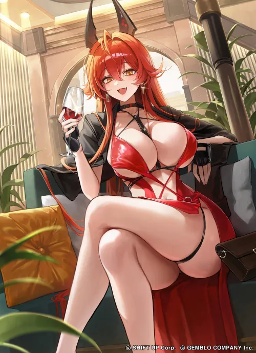 Red Hood drinking wine [NIKKE]