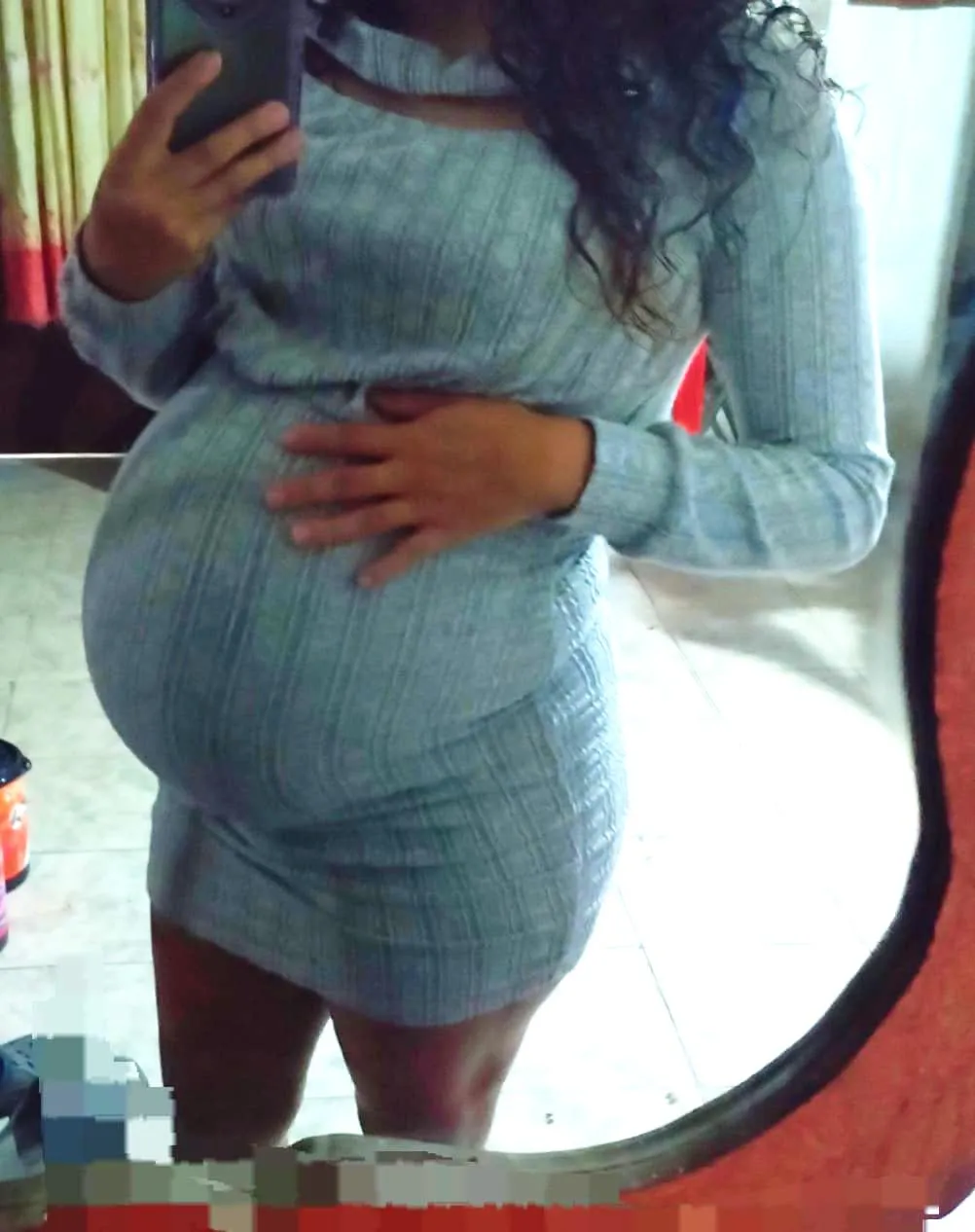 Tight dress 8 months pregnant