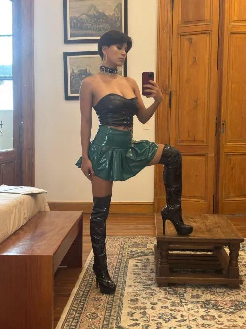 We could test how long my boots are.