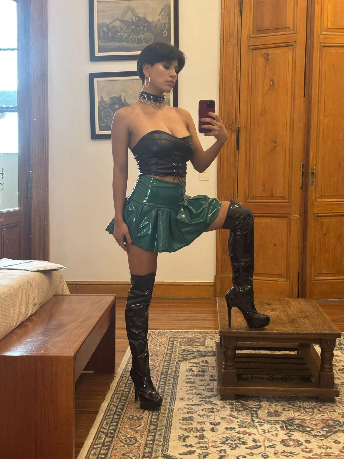 We could test how long my boots are.