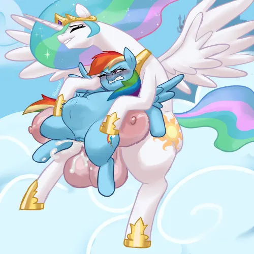 Celestia x Rainbow Dash (Hexecat)