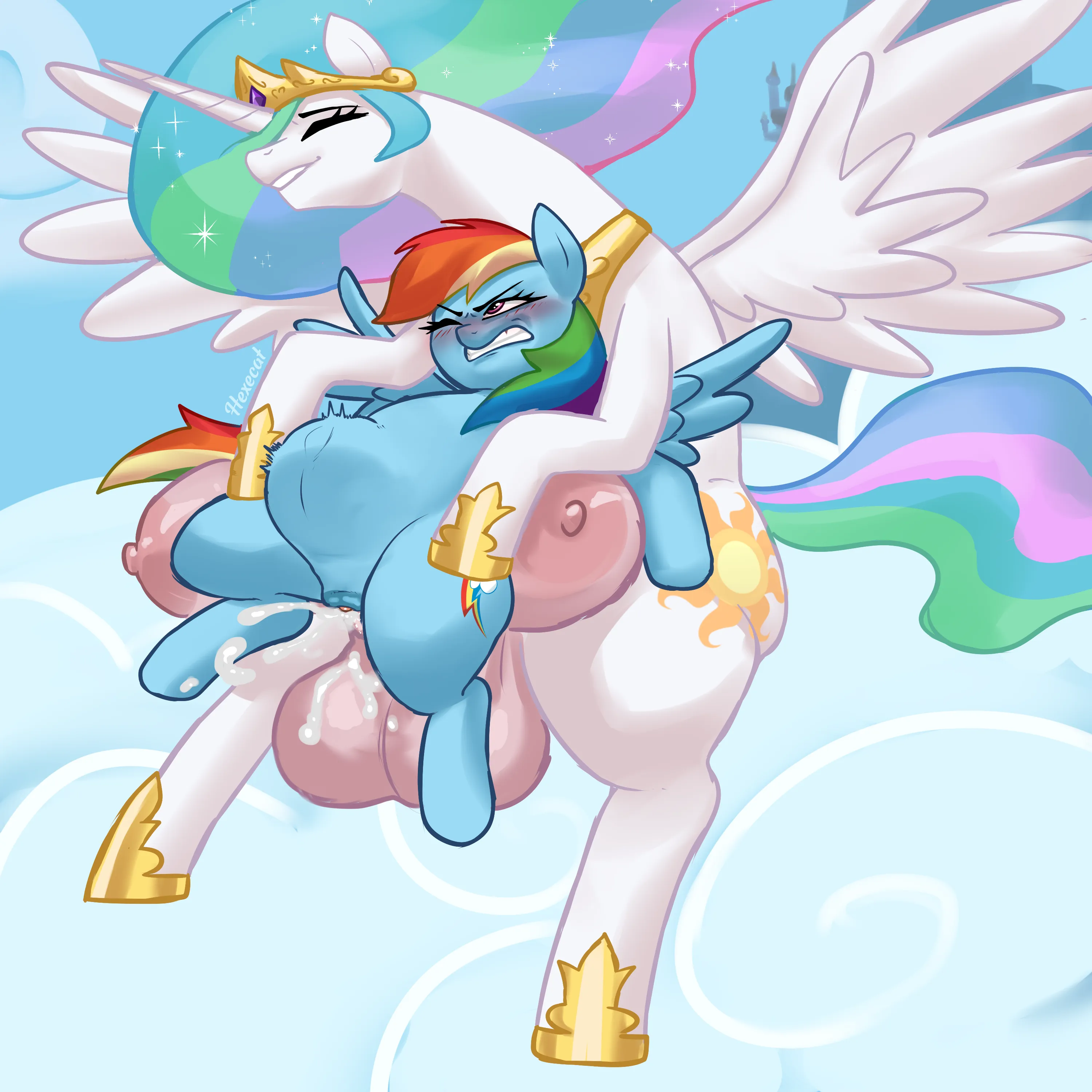 Celestia x Rainbow Dash (Hexecat)