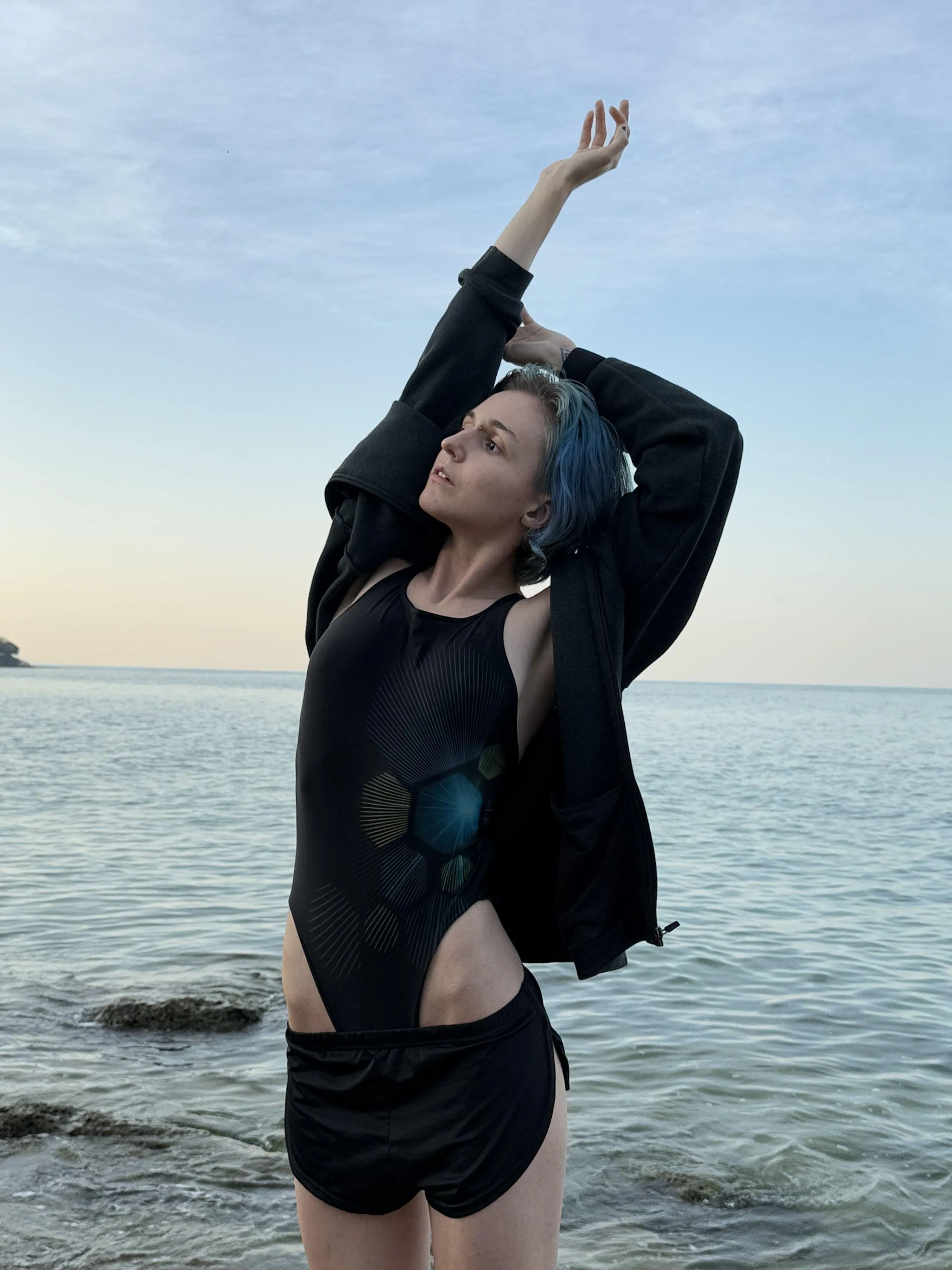 getting ready for the swim