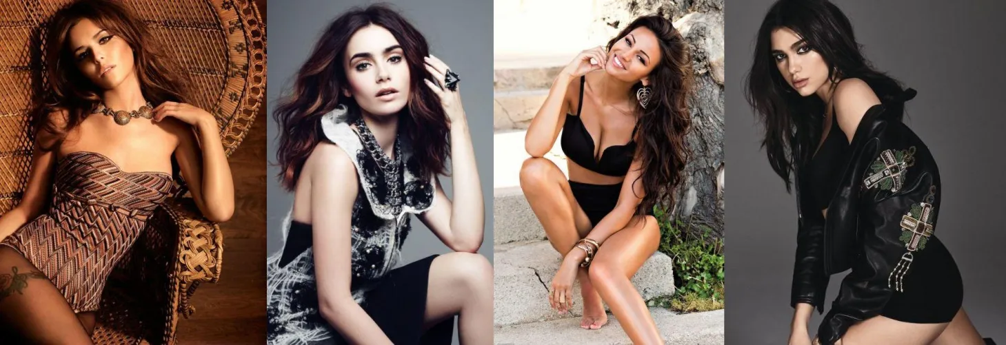 Choose one for 1) throatfuck & cum in mouth 2) golden shower 3) tossing salad 4) anal gangbang. Cheryl Cole, Lily Collins, Michelle Keegan, Dua Lipa