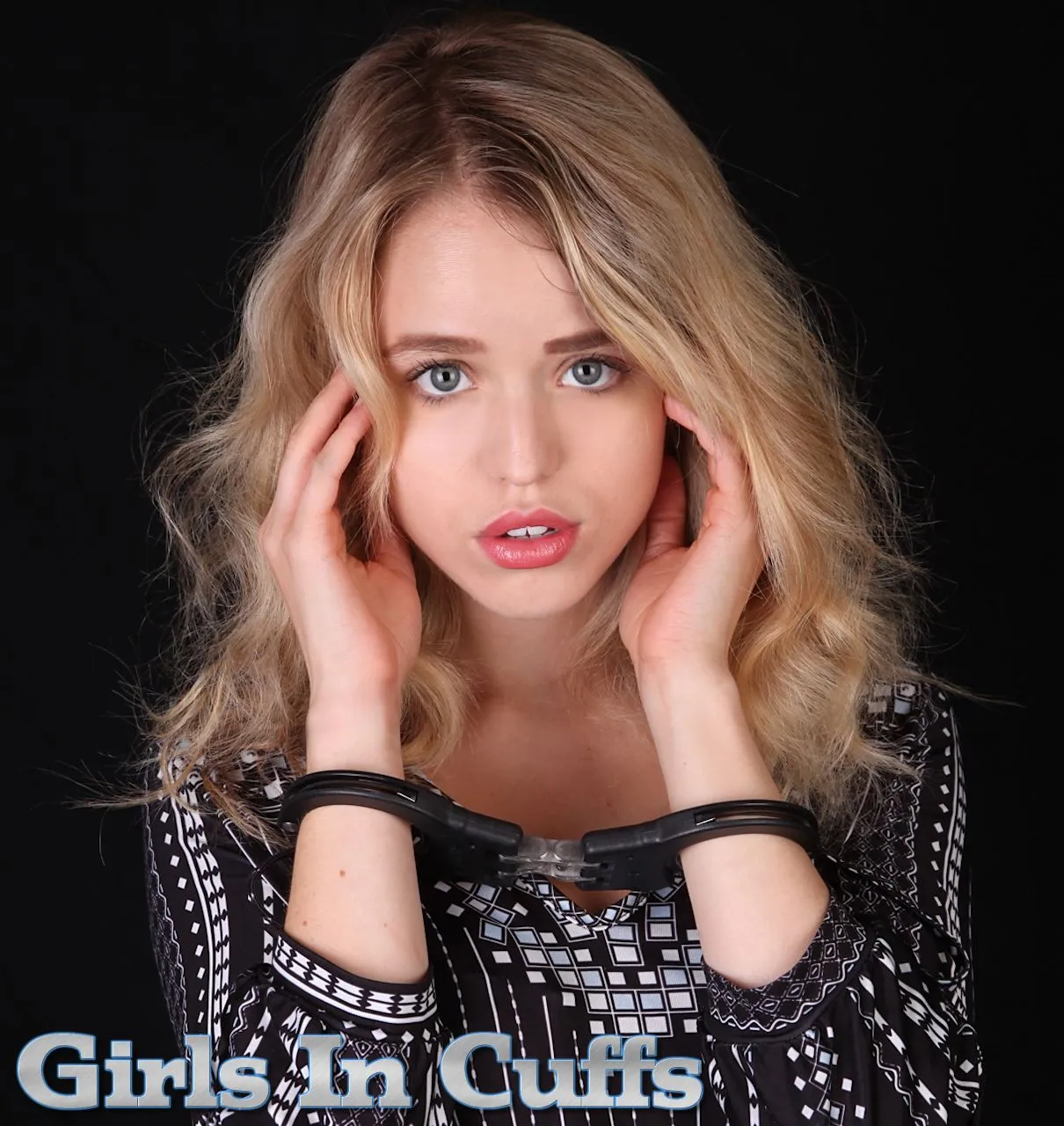 Cute model, being cuffed