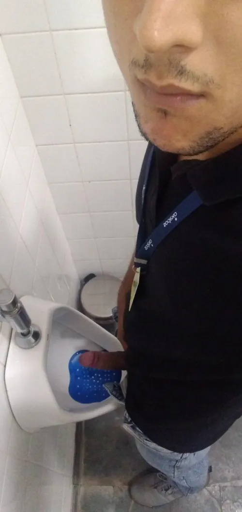Peeing at work ... my cute small dick. I like the rush of exhibiting.. guess its size