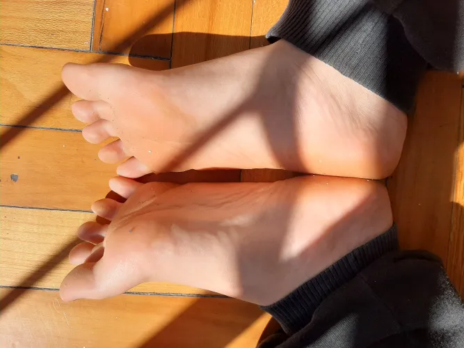 The sun hitting my soles. I love it