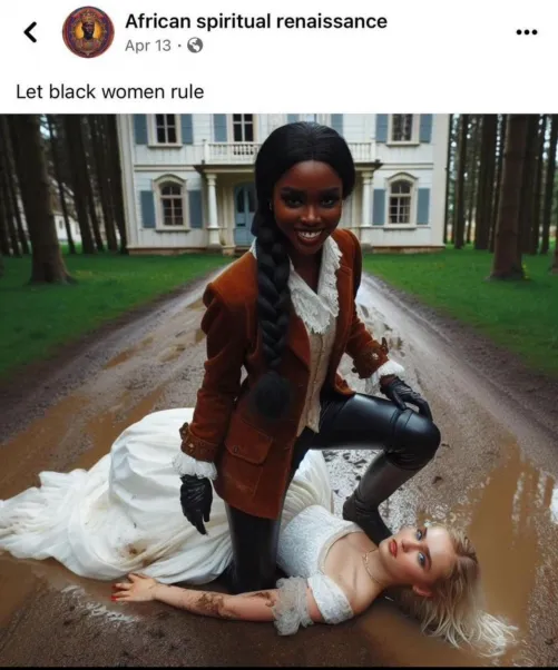 While black women may love and appreciate white women and white women are made to breed with black men. It is important to know black women are in control and supersede our needs, our rank, our importance, and of course our beauty