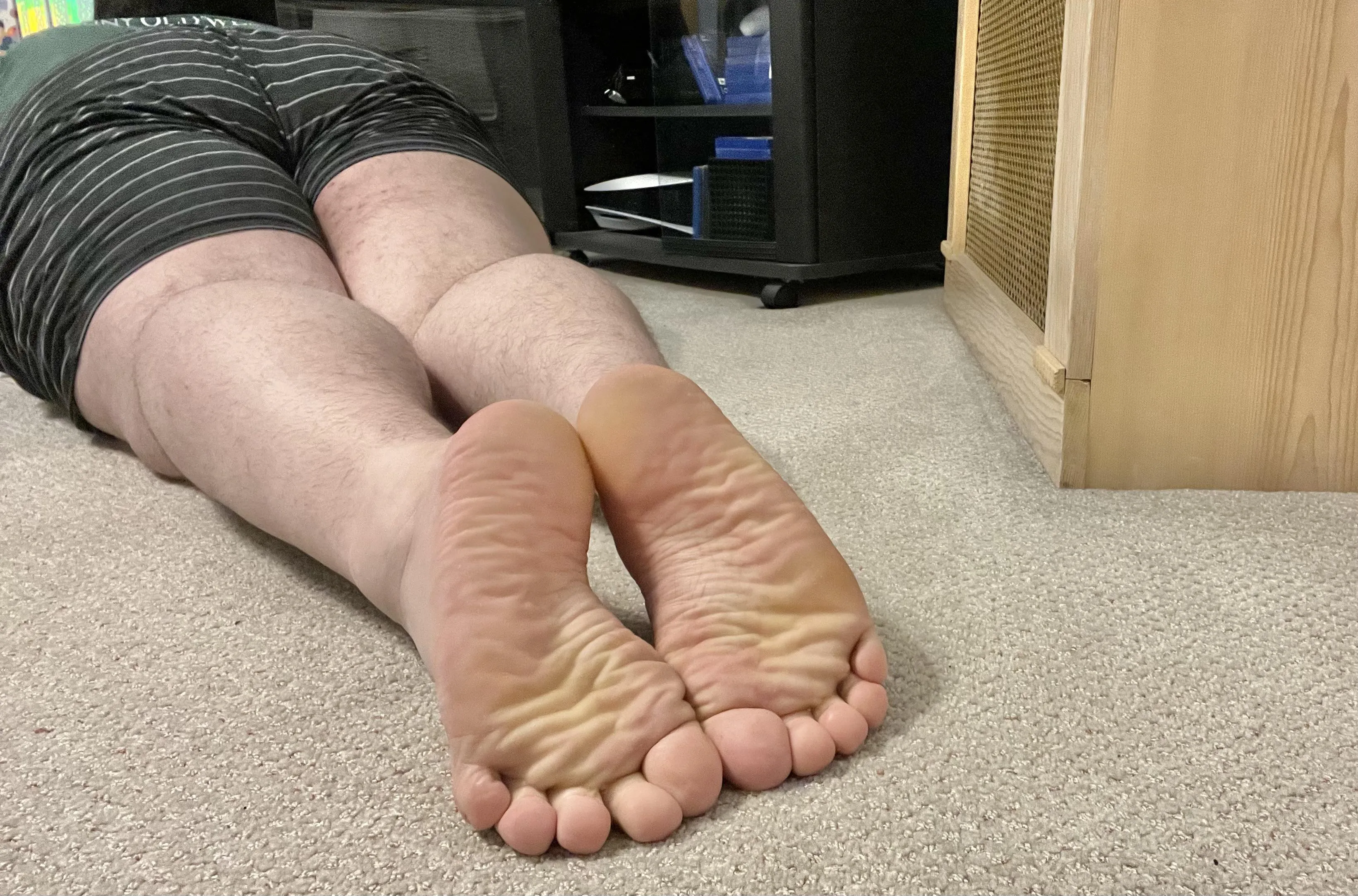 Who wants to guide their tongue through my wrinkled soles?