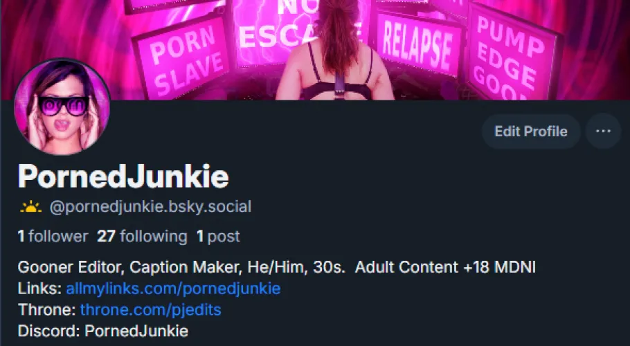 You can now follow me on Bluesky! Link: https://bsky.app/profile/pornedjunkie.bsky.social