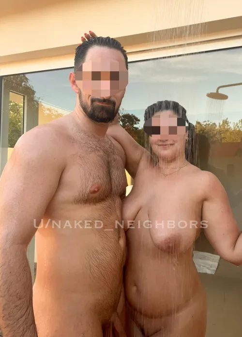 You see your neighbors in their outdoor shower, WYD haha