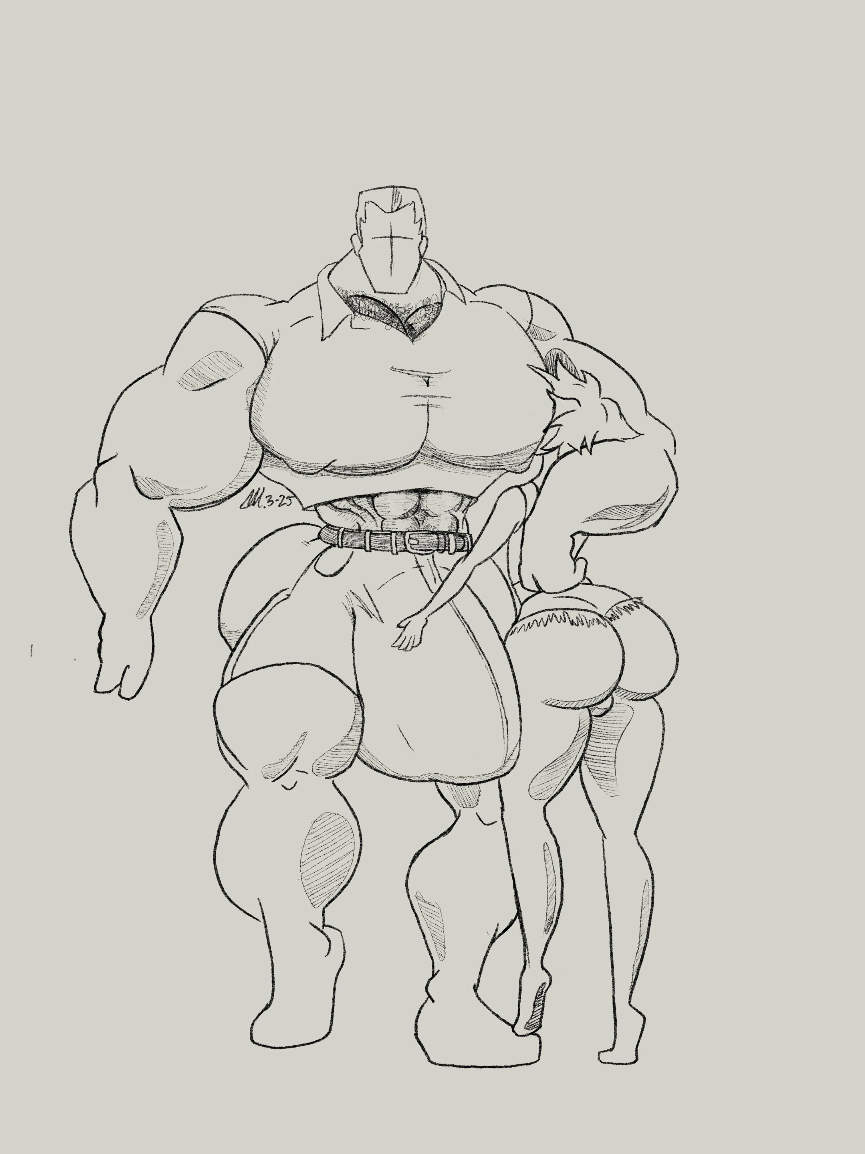 Hyper-Daddy smothering his boytoy [oc]