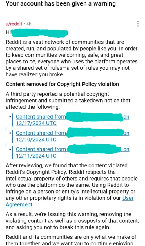 PSA: Her and/or her legal team are scrubbing the Subreddit. I just had 3 posts from December simultaneously removed and an account warning. Post at risk of your account getting banned.