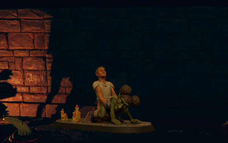 To pull the green girl, he hid deep in the dungeon. That's why the photo is so bad. Sorry.