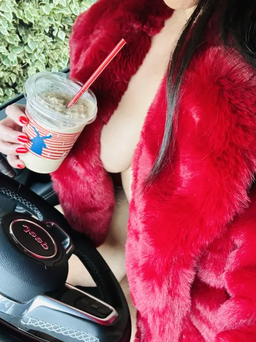 Coffee run wearing only my fur....😜