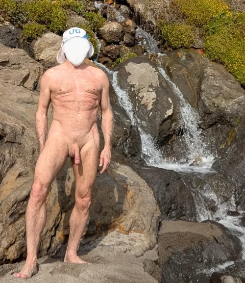 I found a small waterfall at the beach yesterday.