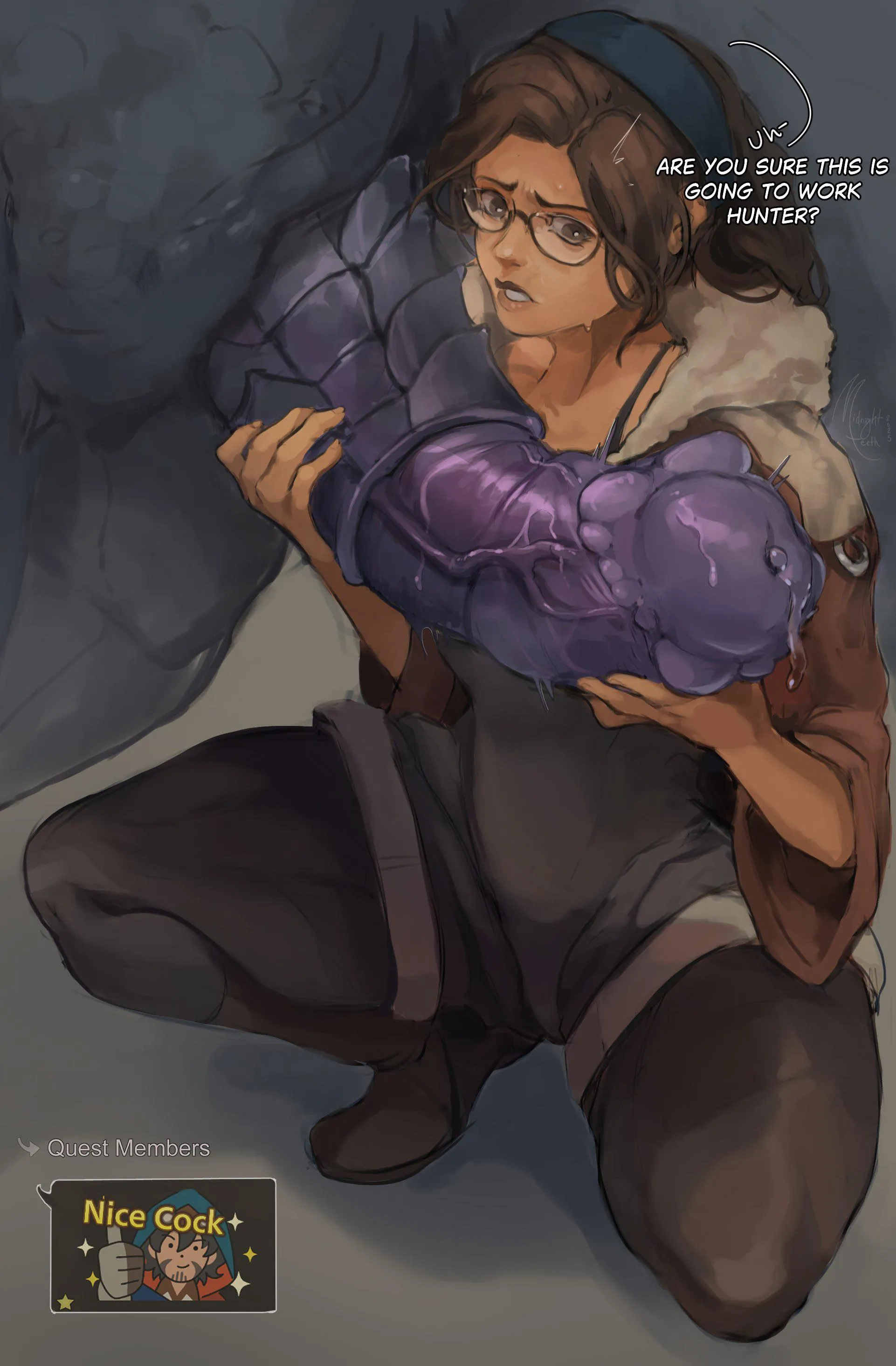 Alma wanted to help the hunter this time, but she isn’t familiar with this new strategy (MidnightTeeth) Alma wanted to help the hunter this time, but she isn’t familiar with this new strategy (MidnightTeeth)