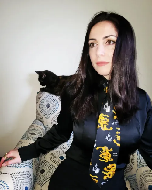 Black silk blouse and necktie @claire_legacy_art