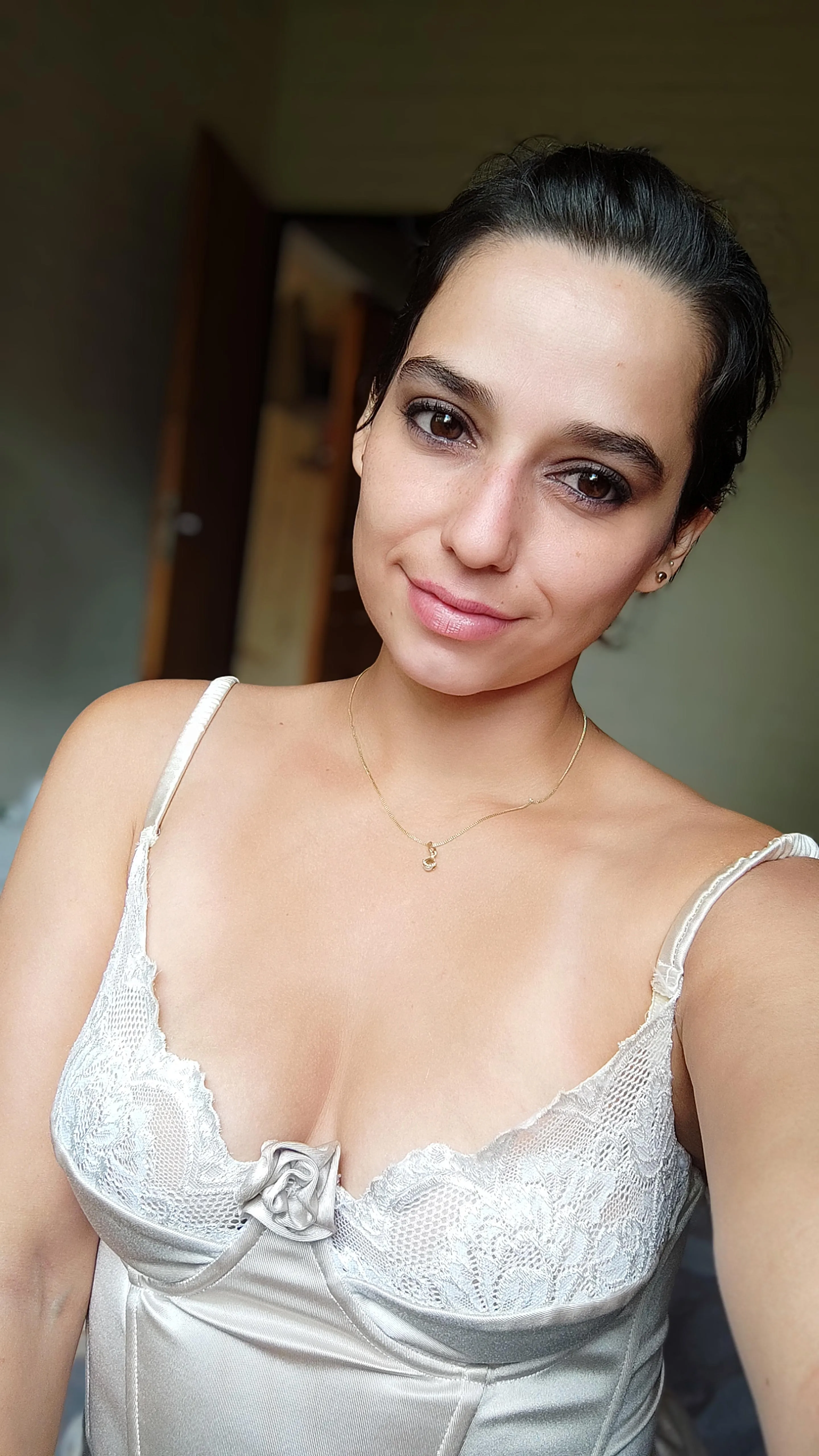 Sweet girl with very short hair