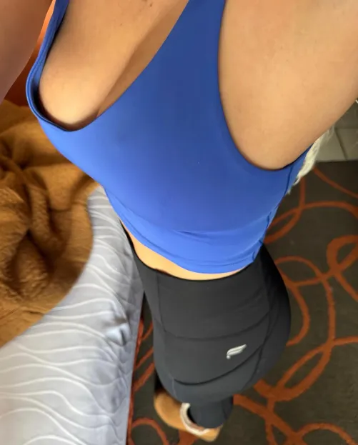 A lot of boobs in this small sports bra