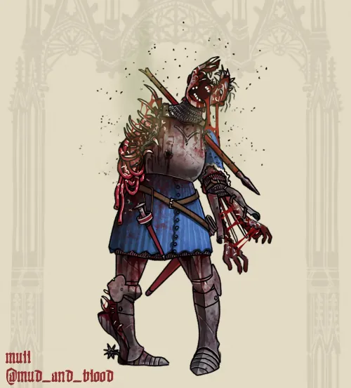 An undead plague-stricken Man-at-Arms who has turned into a 