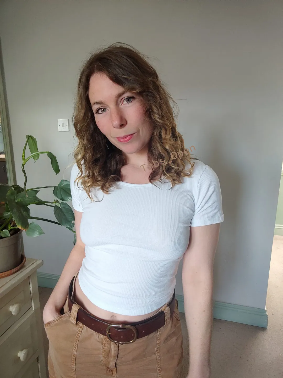 Enjoying that braless life.