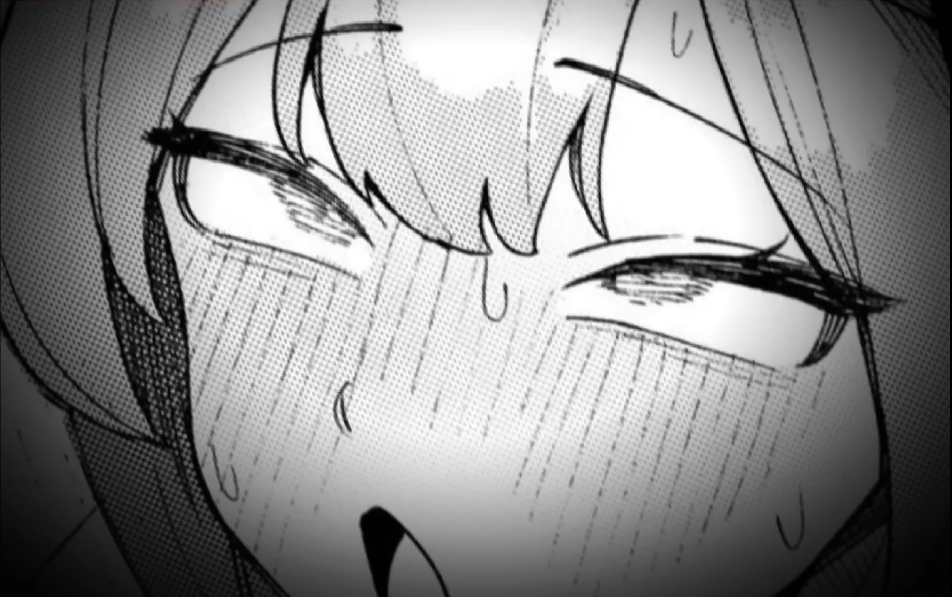 Mono, 1girl, close-up, ahegao, sweat, half-closed eyes, hazy eyes, unfocused eyes, blushing