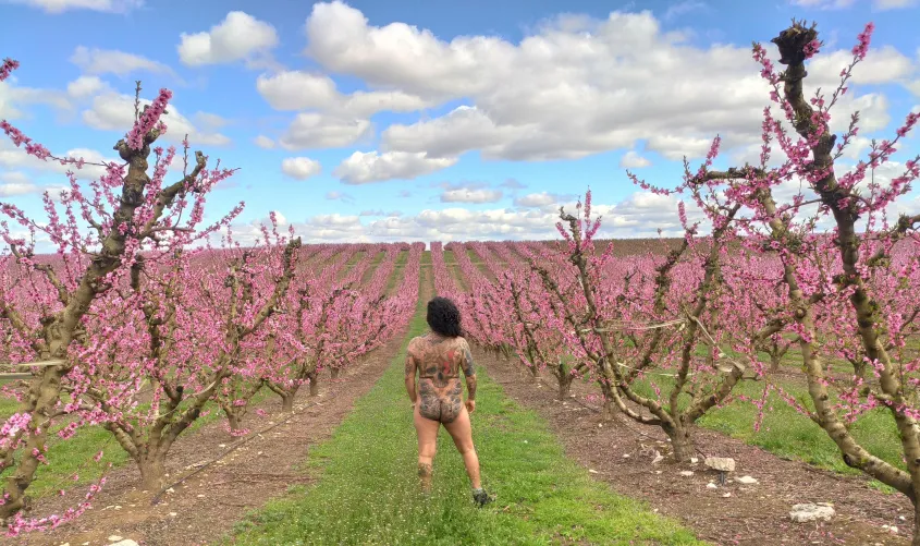 Happy in a flowered camp!