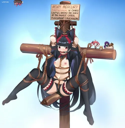 Rory all tied up, ready for public use/punishment~ [Artist: lumpychan]