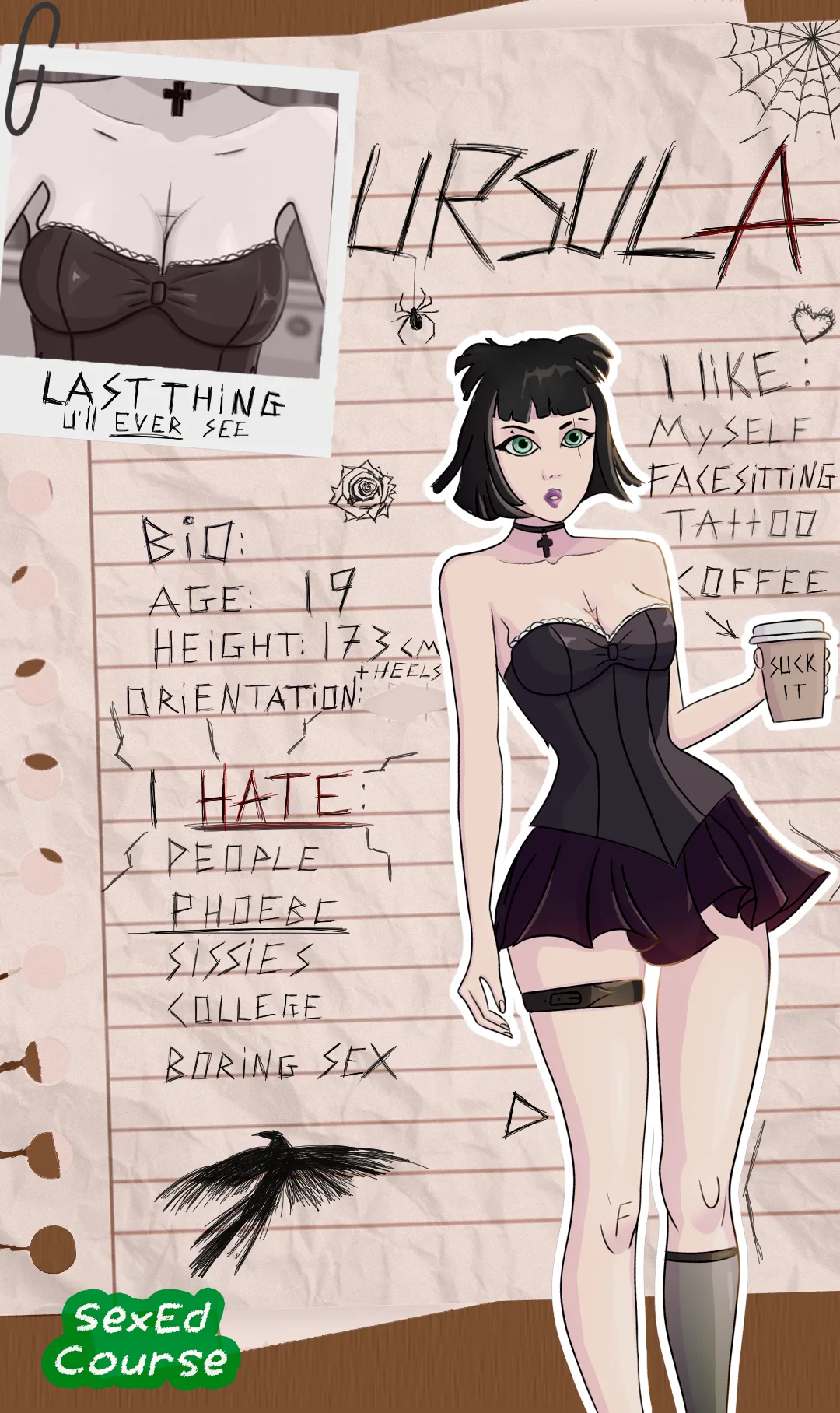 Meet Ursula - your goth classmate in SexEd Course Chapter 1! The link is down below