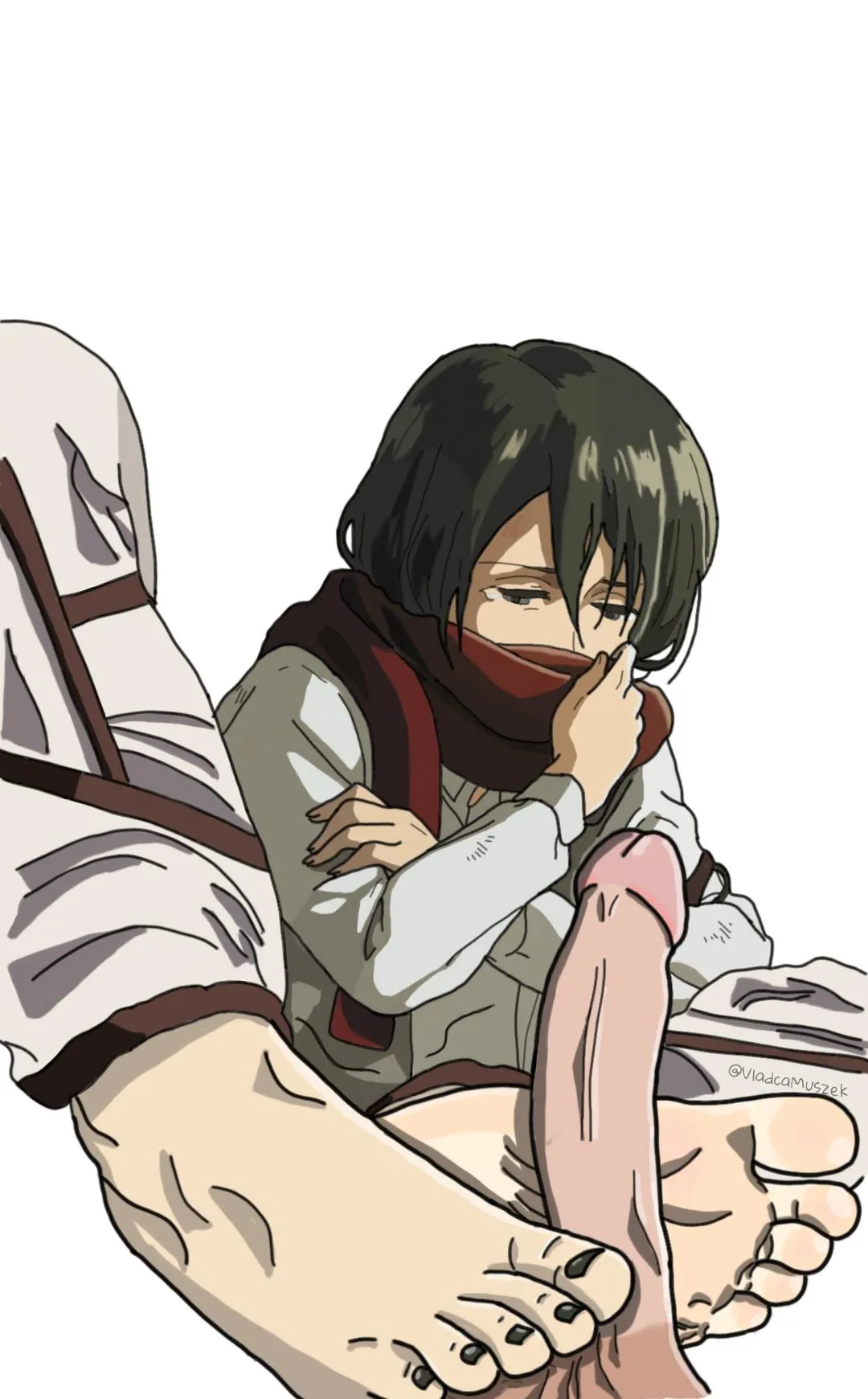 Mikasa doing small feet footjob (VladcaMuszek) [AttackOnTitan]