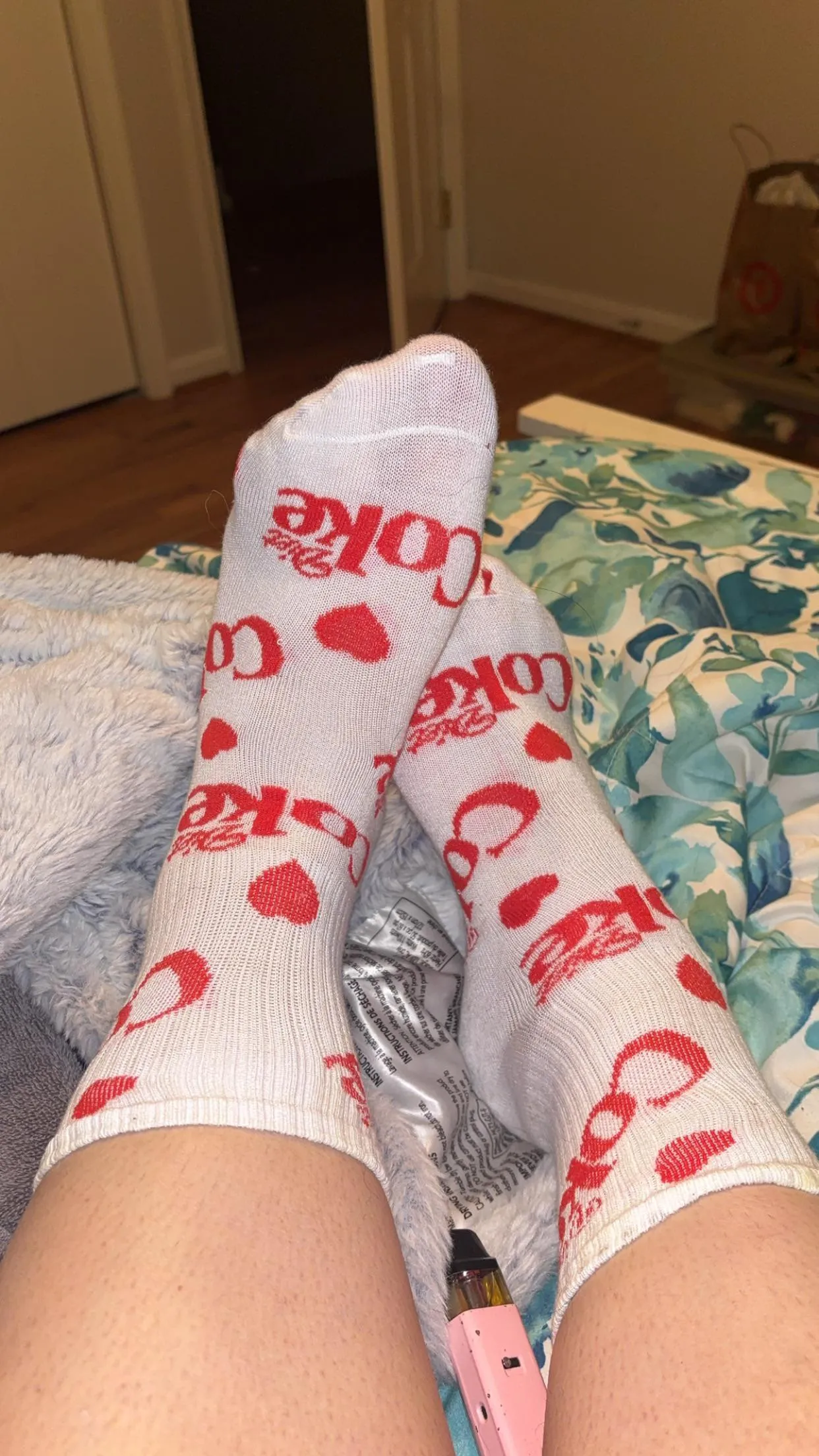 Size 11 feet, fresh pedi, and brand new socks—ready to be admired. You’ll want to get a good look, because I’m not showing these off for just anyone :p