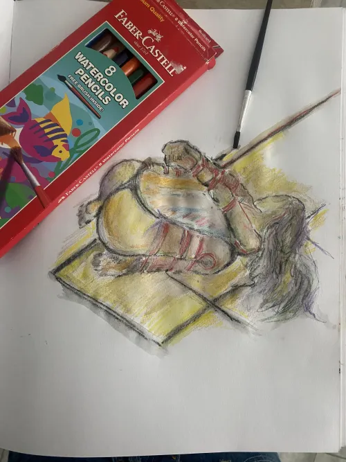 Watercolor pencils on paper