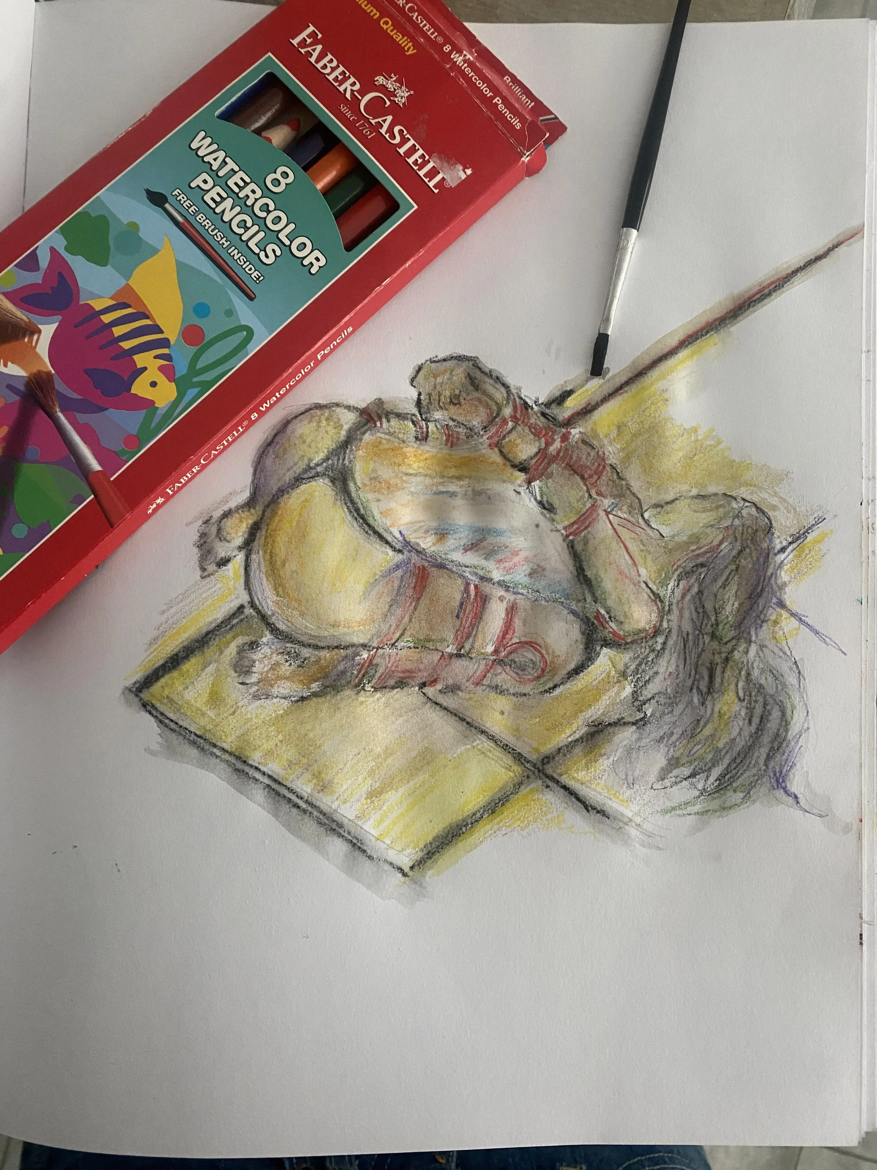 Watercolor pencils on paper