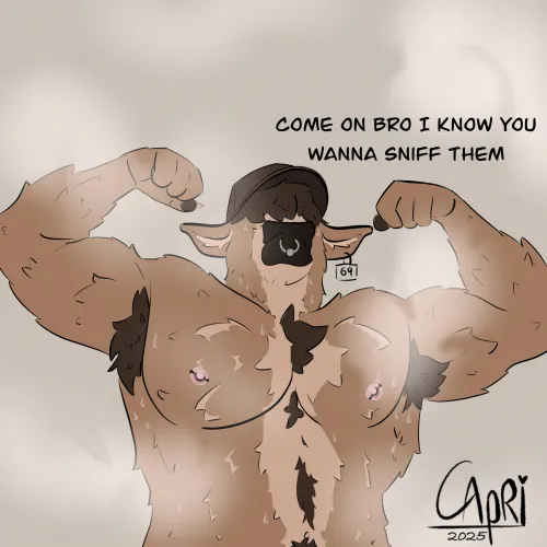 Come on sniff them 💦 he’s wants it too (artist: me @caprixnsfw)