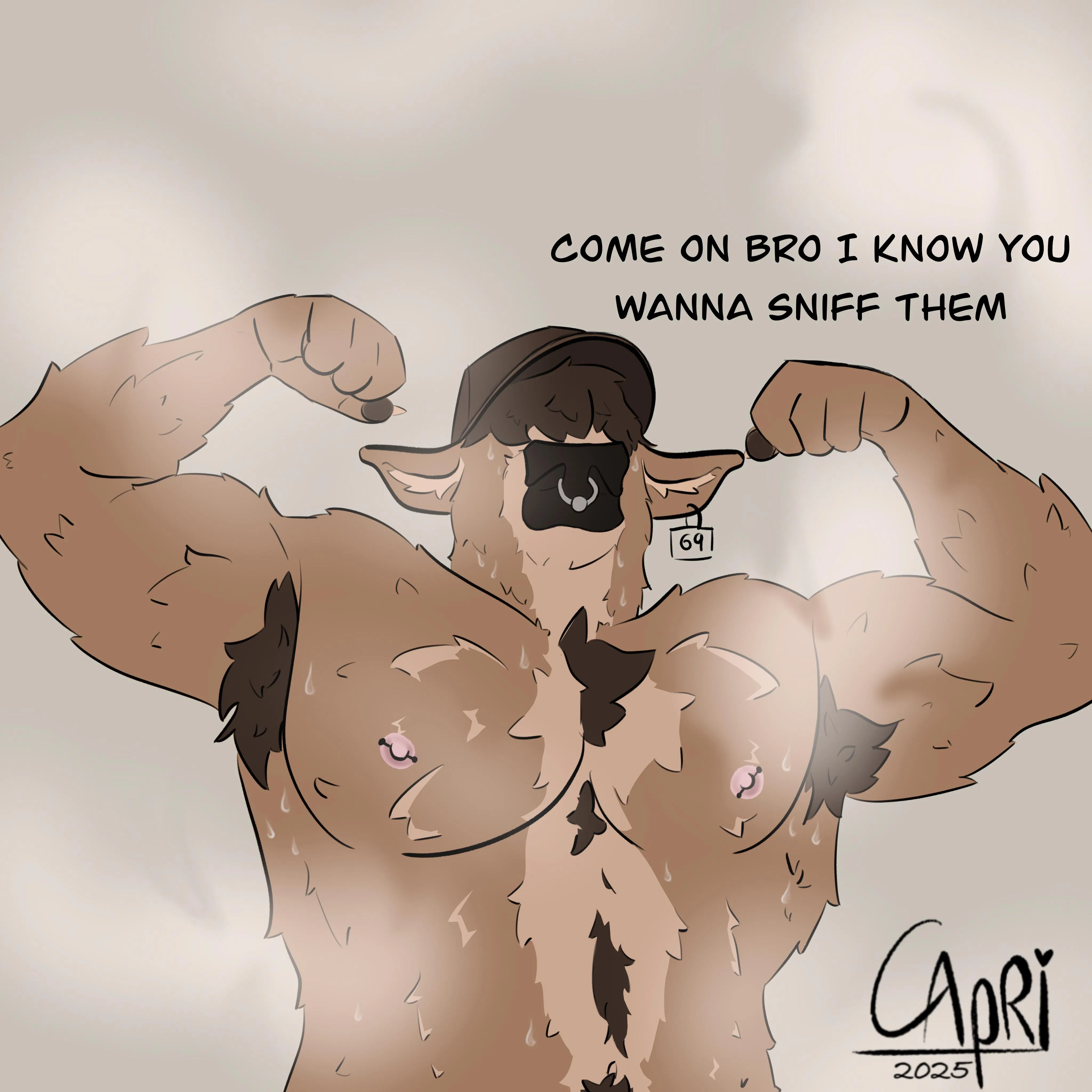 Come on sniff them 💦 he’s wants it too (artist: me @caprixnsfw)