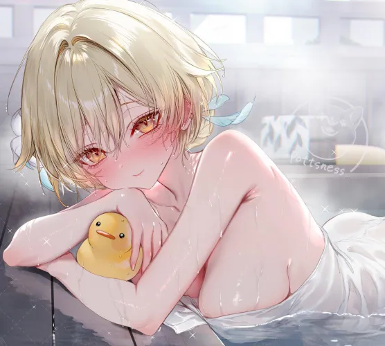 Lumine taking a bath in onsen (pottsness)